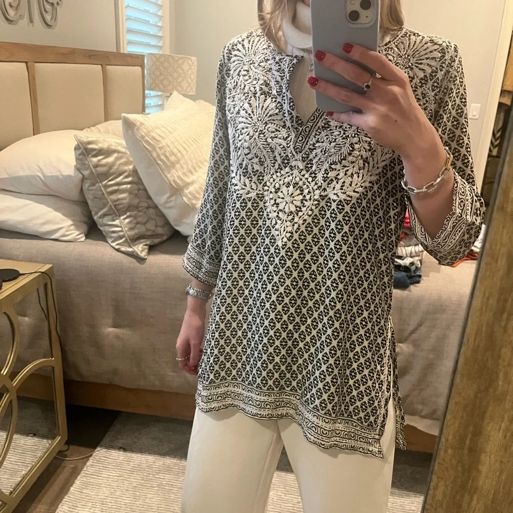 • gretchen scott • in the mist embroidered silk tunic